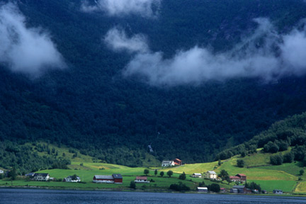 Village with Low Clouds